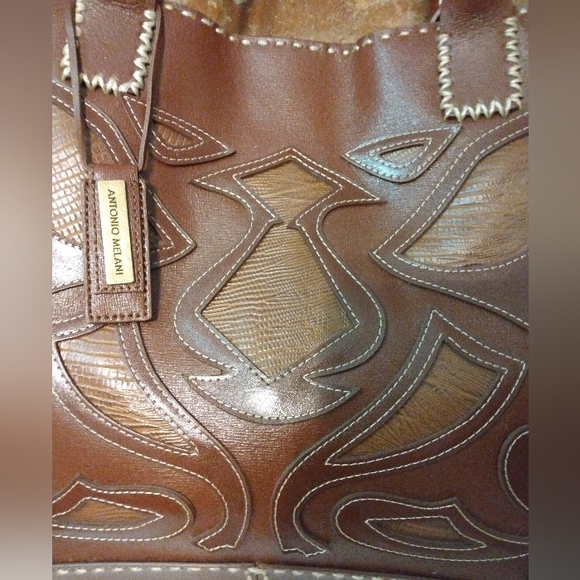 Antonio Melani gorgeous brown leather shoulder bag EUC - Picture 3 of 16
